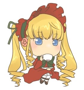 Rating: Safe Score: 0 Tags: 1girl blonde_hair blue_eyes blush bonnet bow chibi cup dress drill_hair full_body holding_cup image long_hair long_sleeves looking_at_viewer ribbon saucer shinku sidelocks simple_background solo teacup twin_drills twintails very_long_hair white_background User: admin