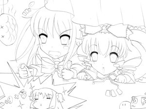 Rating: Safe Score: 0 Tags: 2girls blush bow bug greyscale hair_bow hakurei_reimu hinaichigo image insect monochrome multiple_girls pair shinku sparkle tears User: admin