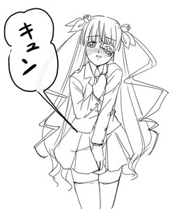 Rating: Safe Score: 0 Tags: 1girl barasuishou blunt_bangs blush glasses greyscale image long_hair monochrome ribbon skirt solo thighhighs very_long_hair zettai_ryouiki User: admin