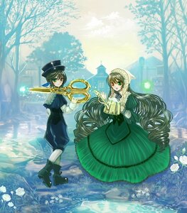 Rating: Safe Score: 0 Tags: 2girls bonnet boots capelet dress drill_hair flower frills green_dress green_eyes green_hair hat heterochromia image long_hair long_sleeves multiple_girls pair red_eyes rose short_hair souseiseki suiseiseki very_long_hair water watering_can white_flower white_rose User: admin