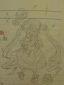 Rating: Safe Score: 0 Tags: 1girl bow dress flower hat image long_hair monochrome open_mouth photo rose shinku signature sketch solo traditional_media twintails very_long_hair User: admin