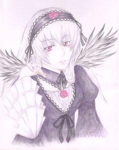 Rating: Safe Score: 0 Tags: 1girl black_ribbon black_wings blush closed_mouth detached_collar dress feathered_wings feathers flower frills hairband image long_hair long_sleeves looking_at_viewer pink_eyes puffy_sleeves ribbon rose solo suigintou upper_body wings User: admin