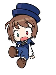 Rating: Safe Score: 0 Tags: 1girl blue_dress blush brown_hair chibi hat heterochromia image long_sleeves open_mouth red_eyes short_hair simple_background solo souseiseki white_background User: admin