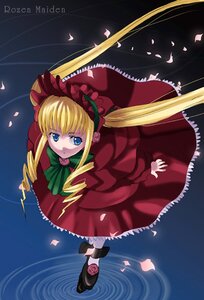 Rating: Safe Score: 0 Tags: 1girl blonde_hair blue_eyes bonnet bow bowtie copyright_name dress drill_hair flower full_body image inue_shinsuke leaning_forward lolita_fashion long_hair long_sleeves looking_at_viewer petals red_dress rose rose_petals rozen_maiden shinku shoes solo standing standing_on_liquid twintails very_long_hair User: admin