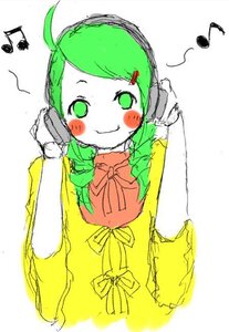 Rating: Safe Score: 0 Tags: 1girl ahoge beamed_eighth_notes beamed_sixteenth_notes blush bow dress eighth_note green_eyes green_hair gumi headphones image joints kanaria musical_note quarter_note ribbon smile solo spoken_musical_note upper_body User: admin