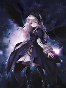 Rating: Safe Score: 0 Tags: 1girl auto_tagged black_legwear black_wings boots dress flower frills hairband image lolita_fashion long_hair long_sleeves looking_at_viewer night pink_eyes red_eyes rose silver_hair solo standing suigintou wings User: admin