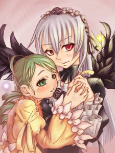 Rating: Safe Score: 0 Tags: 2girls black_wings blush dress frills green_eyes green_hair hairband holding_hands image joints juliet_sleeves kanaria long_hair long_sleeves looking_at_viewer multiple_girls pair puffy_sleeves red_eyes silver_hair suigintou wings User: admin