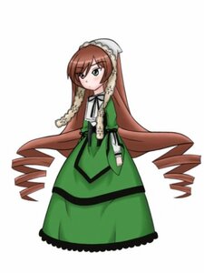 Rating: Safe Score: 0 Tags: 1girl brown_hair dress drill_hair green_dress green_eyes image long_hair long_sleeves ribbon simple_background solo suiseiseki twin_drills very_long_hair white_background User: admin