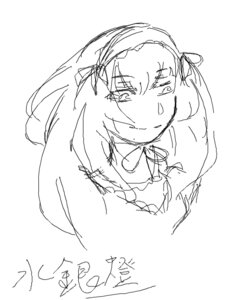 Rating: Safe Score: 0 Tags: 1girl auto_tagged greyscale hairband image lolita_hairband looking_at_viewer monochrome signature simple_background sketch smile solo suigintou upper_body white_background User: admin