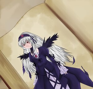 Rating: Safe Score: 0 Tags: 1girl black_wings detached_collar dress frills image juliet_sleeves long_hair long_sleeves looking_at_viewer puffy_sleeves red_eyes ribbon silver_hair solo standing suigintou very_long_hair wings User: admin