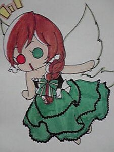 Rating: Safe Score: 0 Tags: 1girl bow braid chibi dress full_body green_dress green_eyes hong_meiling image long_hair red_hair simple_background solo suiseiseki User: admin