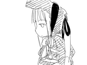 Rating: Safe Score: 0 Tags: 1girl image monochrome shinku signature simple_background sketch solo striped User: admin