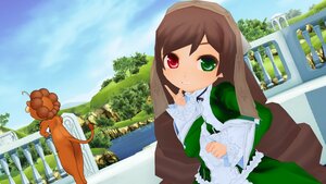 Rating: Safe Score: 0 Tags: 1girl blue_sky brown_hair building cloud day dress frills green_dress green_eyes hat heterochromia image long_hair long_sleeves looking_at_viewer outdoors red_eyes sky smile solo suiseiseki tree very_long_hair User: admin