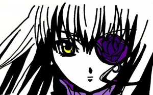 Rating: Safe Score: 0 Tags: 1girl akemi_homura barasuishou black_hair blush flower image long_hair looking_at_viewer monochrome rose simple_background solo white_background yellow_eyes User: admin