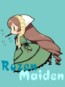 Rating: Safe Score: 0 Tags: 1girl apron blue_background brown_hair chibi dress green_dress head_scarf image long_hair long_sleeves profile simple_background solo suiseiseki very_long_hair User: admin