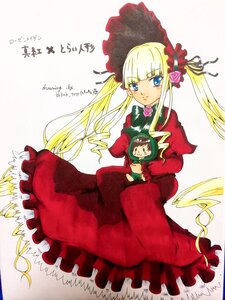 Rating: Safe Score: 0 Tags: 1girl blonde_hair blue_eyes bonnet bow dress drill_hair flower frills image long_hair long_sleeves looking_at_viewer red_dress rose shinku solo twintails very_long_hair User: admin