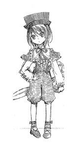Rating: Safe Score: 0 Tags: 1girl capelet full_body fur_trim greyscale hand_on_hip hat image long_sleeves looking_at_viewer monochrome ribbon short_hair shorts solo souseiseki standing User: admin