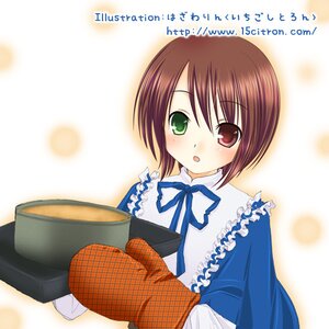 Rating: Safe Score: 0 Tags: 1girl :o blue_dress blush brown_hair dress frills green_eyes heterochromia holding holding_tray image long_sleeves looking_at_viewer open_mouth red_eyes solo souseiseki tray User: admin