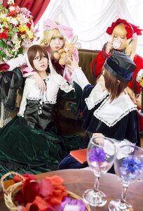Rating: Safe Score: 0 Tags: 2girls 91076 blonde_hair brown_hair closed_eyes curtains dress flower hat long_hair multiple_boys multiple_cosplay multiple_girls realistic rose tagme User: admin