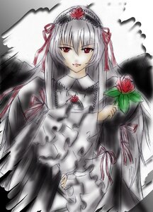 Rating: Safe Score: 0 Tags: 1girl black_wings dress flower frills hairband image long_hair long_sleeves looking_at_viewer red_eyes red_flower red_rose rose silver_hair solo suigintou wings User: admin