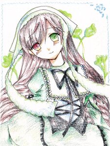 Rating: Safe Score: 0 Tags: 1girl auto_tagged closed_mouth dress frills green_eyes head_scarf heterochromia image long_hair long_sleeves looking_at_viewer red_eyes ribbon smile solo suiseiseki traditional_media watercolor_(medium) User: admin