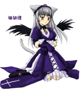 Rating: Safe Score: 0 Tags: 1girl animal_ears black_wings blush cat_ears cat_tail crossed_arms dress full_body hairband image kemonomimi_mode long_hair long_sleeves looking_at_viewer silver_hair simple_background solo suigintou tail wings User: admin