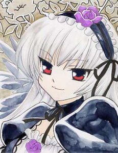 Rating: Safe Score: 0 Tags: 1girl auto_tagged bangs black_ribbon black_wings closed_mouth detached_collar dress flower frills hairband image long_hair long_sleeves looking_at_viewer purple_flower purple_rose red_eyes ribbon rose silver_hair smile solo suigintou white_flower wings User: admin