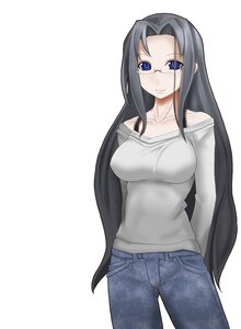 Rating: Safe Score: 0 Tags: 1girl bare_shoulders bespectacled black_hair blue_eyes breasts chemical-x collarbone denim glasses human image jeans kakizaki_megu large_breasts long_hair looking_at_viewer pants rozen_maiden solo striped suigintou sweater very_long_hair User: admin