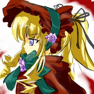 Rating: Safe Score: 0 Tags: 1girl blonde_hair blue_eyes bonnet bow dress drill_hair flower image long_hair rose shinku solo upper_body User: admin