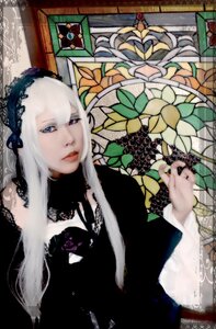 Rating: Safe Score: 0 Tags: 1girl bangs closed_mouth dress flower hairband lace lips long_hair long_sleeves looking_at_viewer purple_eyes solo suigintou white_hair User: admin