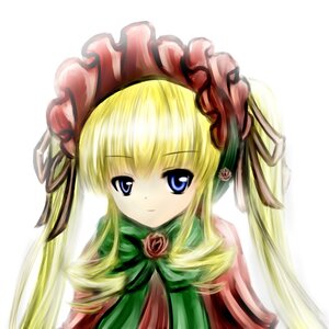 Rating: Safe Score: 0 Tags: 1girl bangs blonde_hair blue_eyes bonnet bow bowtie closed_mouth dress flower green_bow image long_hair looking_at_viewer rose shinku simple_background solo twintails upper_body white_background User: admin