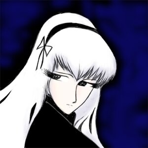 Rating: Safe Score: 0 Tags: 1girl bangs closed_mouth expressionless frown hairband image looking_at_viewer monochrome simple_background solo suigintou upper_body User: admin