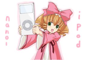 Rating: Safe Score: 0 Tags: 1girl :d artist_request blonde_hair blush bow brown_hair digital_media_player dress drill_hair green_eyes hair_bow hina_ichigo hinaichigo image ipod ipod_nano long_sleeves looking_at_viewer minigirl open_mouth pink_bow pink_theme rozen_maiden simple_background smile solo striped striped_background upper_body white_background User: admin