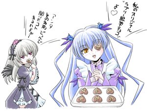 Rating: Safe Score: 0 Tags: 2girls apron baking_sheet barasuishou blue_hair blush chocolate dress eating eyepatch flower food frills grey_hair hair_flower hair_ornament hairband heart image imai_kazunari long_hair long_sleeves mouth_hold multiple_girls open_mouth overexposure own_hands_clasped own_hands_together pair red_eyes rozen_maiden silver_hair simple_background suigintou translated valentine very_long_hair white_background wings yellow_eyes User: admin