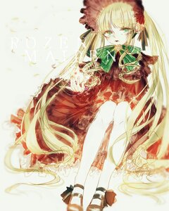 Rating: Safe Score: 0 Tags: 1girl bangs blonde_hair bonnet bow cup dress flower green_eyes image joints long_hair long_sleeves red_dress rose shinku shoes sitting solo striped teacup twintails very_long_hair white_legwear User: admin