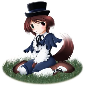 Rating: Safe Score: 0 Tags: 1girl animal_ears blush boots brown_hair dog_ears dog_tail gloves grass green_eyes hat heterochromia image long_sleeves pantyhose red_eyes short_hair sitting solo souseiseki tail top_hat User: admin