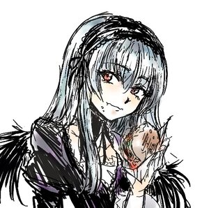 Rating: Safe Score: 0 Tags: 1girl blush closed_mouth dress eating food hamburger holding_food image long_hair long_sleeves red_eyes simple_background solo suigintou upper_body white_background wings User: admin