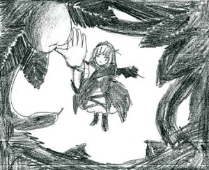 Rating: Safe Score: 0 Tags: 1girl dress forest greyscale image long_sleeves monochrome nature short_hair solo suigintou tree wings User: admin