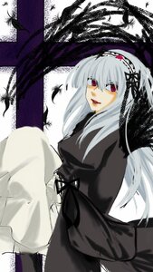 Rating: Safe Score: 0 Tags: 1girl black_dress black_wings dress feathers flower frills hairband image long_hair long_sleeves looking_at_viewer red_eyes silver_hair sitting solo suigintou very_long_hair wings User: admin