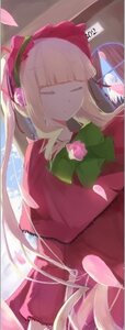 Rating: Safe Score: 0 Tags: 1girl bangs blonde_hair bow closed_eyes dress flower image long_hair petals red_dress rose shinku sleeping solo User: admin