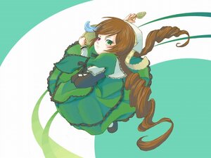 Rating: Safe Score: 0 Tags: 1girl auto_tagged brown_hair dress drill_hair frills full_body green_dress green_eyes image long_hair long_sleeves looking_at_viewer red_eyes shoes solo suiseiseki very_long_hair User: admin