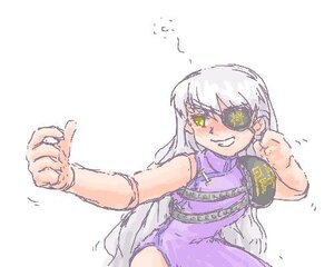 Rating: Safe Score: 0 Tags: 1girl barasuishou bare_shoulders blush dress eyepatch grin image long_hair purple_dress sketch smile solo yellow_eyes User: admin