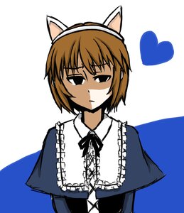 Rating: Safe Score: 0 Tags: 1girl animal_ears brown_hair cat_ears closed_mouth fake_animal_ears hairband heart image long_sleeves looking_at_viewer ribbon short_hair simple_background solo souseiseki upper_body white_background User: admin