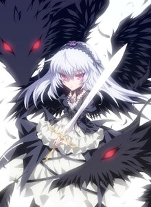 Rating: Safe Score: 0 Tags: 1girl bird_wings black_wings commentary_request detached_collar dress feathers flower frilled_sleeves frills gothic_lolita hairband image lolita_fashion lolita_hairband long_hair long_sleeves looking_at_viewer petals pink_eyes ribbon rie_(minori) rose rozen_maiden silver_hair solo suigintou sword tsurime weapon wings User: admin
