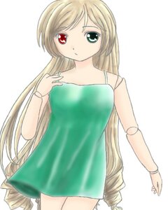 Rating: Safe Score: 0 Tags: 1girl bangs bare_shoulders blonde_hair bracelet collarbone cowboy_shot doll_joints dress drill_hair green_dress heterochromia image jewelry joints long_hair looking_at_viewer red_eyes ring short_dress simple_background solo standing striped suiseiseki vertical_stripes very_long_hair white_background User: admin