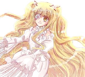 Rating: Safe Score: 0 Tags: 1girl blonde_hair bow dress eyepatch flower frills hair_flower hair_ornament image kirakishou long_hair rose smile solo striped two_side_up very_long_hair white_dress yellow_eyes User: admin