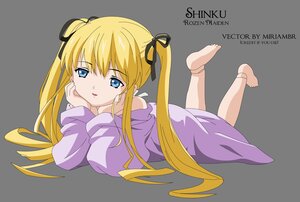 Rating: Safe Score: 0 Tags: 1girl barefoot blonde_hair blue_eyes dress full_body hair_ribbon image long_hair looking_at_viewer lying on_stomach ribbon shinku solo the_pose transparent_background twintails very_long_hair User: admin
