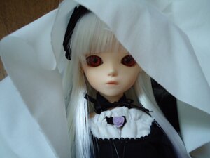 Rating: Safe Score: 0 Tags: 1girl bangs blunt_bangs blurry closed_mouth doll dress expressionless frills gothic_lolita hairband lips lolita_fashion long_hair looking_at_viewer photo red_eyes rose solo suigintou white_hair User: admin