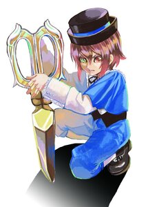 Rating: Safe Score: 0 Tags: 1boy brown_hair full_body hat heterochromia image instrument long_sleeves looking_at_viewer pants red_eyes shoes short_hair solo souseiseki squatting top_hat white_background User: admin