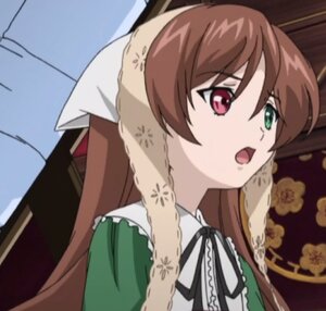 Rating: Safe Score: 0 Tags: 1girl bangs black_ribbon brown_hair dress eyebrows_visible_through_hair frills green_dress green_eyes head_scarf heterochromia image long_hair long_sleeves neck_ribbon open_mouth red_eyes ribbon solo suiseiseki upper_body User: admin